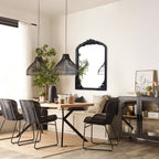 Specchio da pavimento intagliato in legno massello a tutta lunghezza ad arco