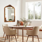 Specchio da pavimento intagliato in legno massello a tutta lunghezza ad arco