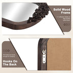 Specchio da pavimento intagliato in legno massello a tutta lunghezza ad arco