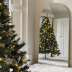 Specchio da pavimento in legno a figura intera ad arco, specchio da parete