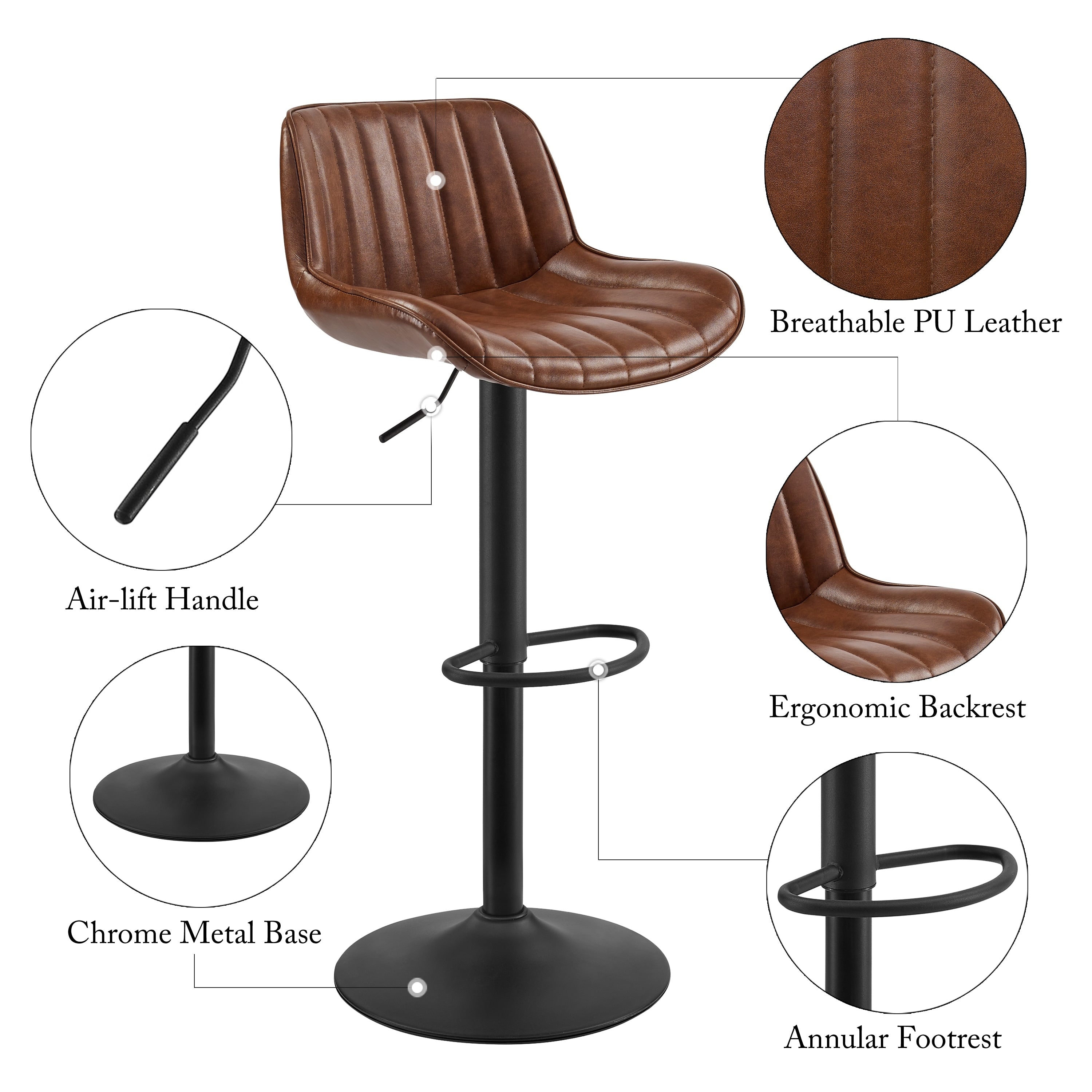 Sgabello da bar girevole regolabile in altezza Art Leon, set da 2