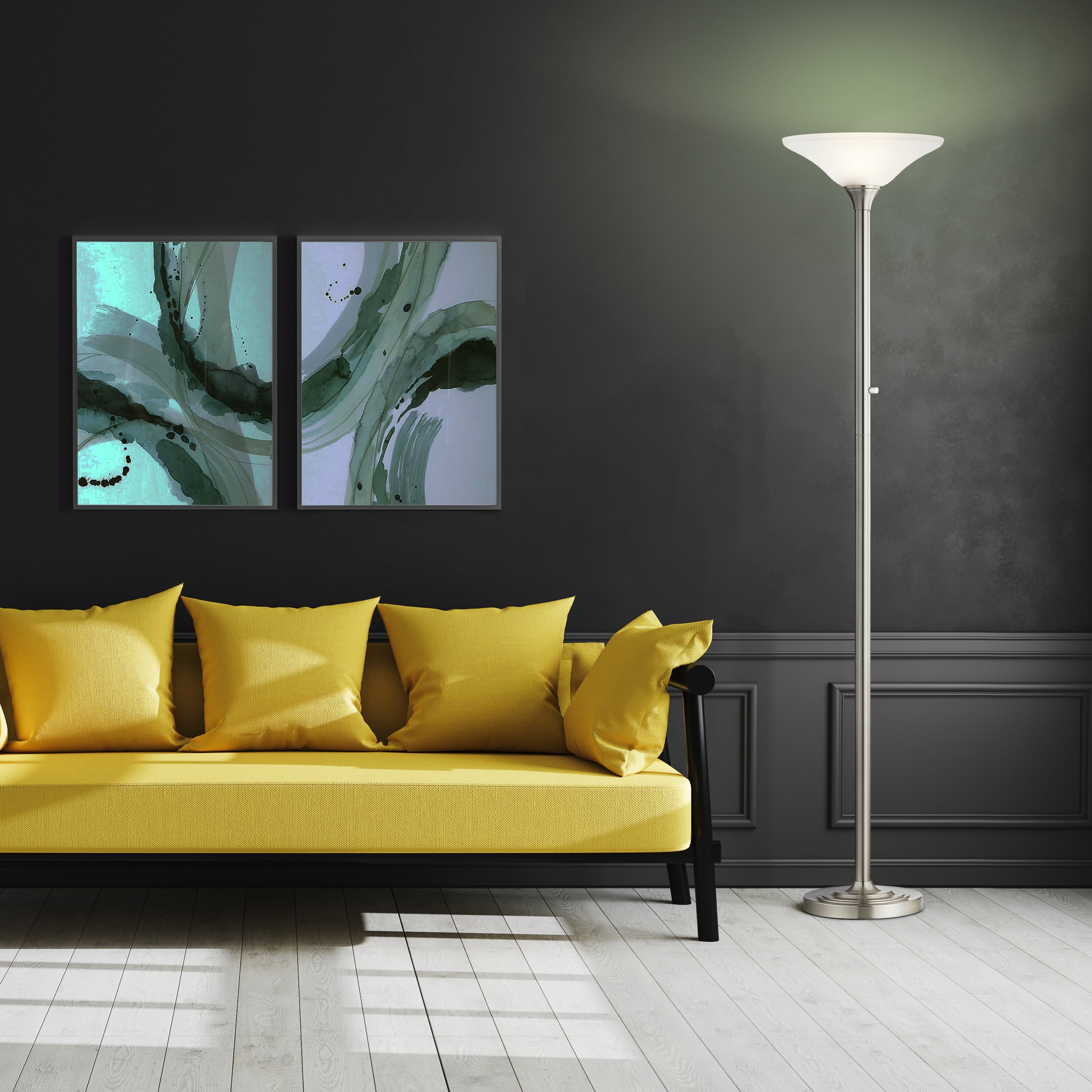 Lampada da terra Artiva USA 71 LED Torchiere con paralumi in vetro martellato - 71