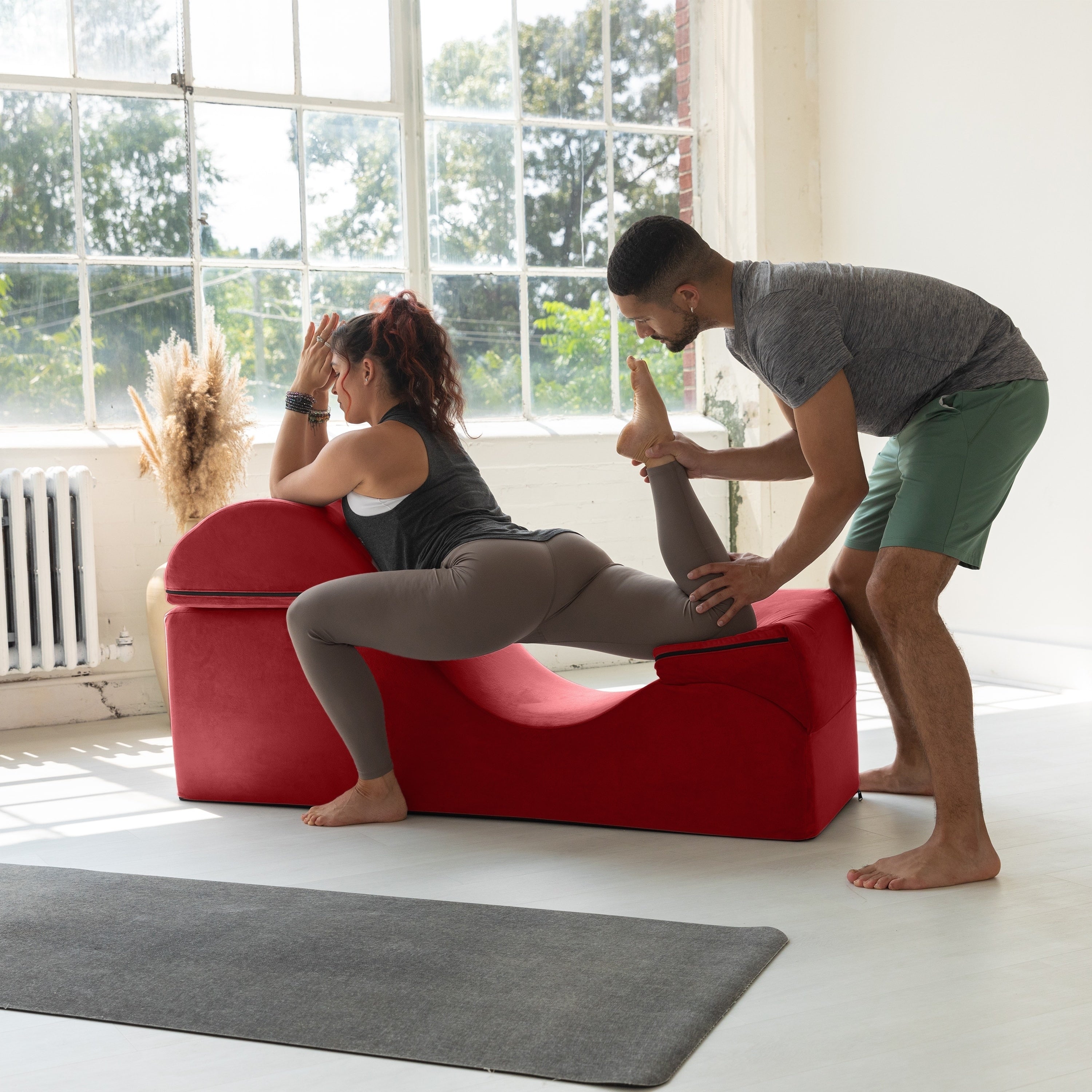 Chaise longue convertibile Avana Kami / Yoga e massaggio - Pouf 2 in 1 con poltrona yoga pieghevole nascosta, microvelluto - N/D