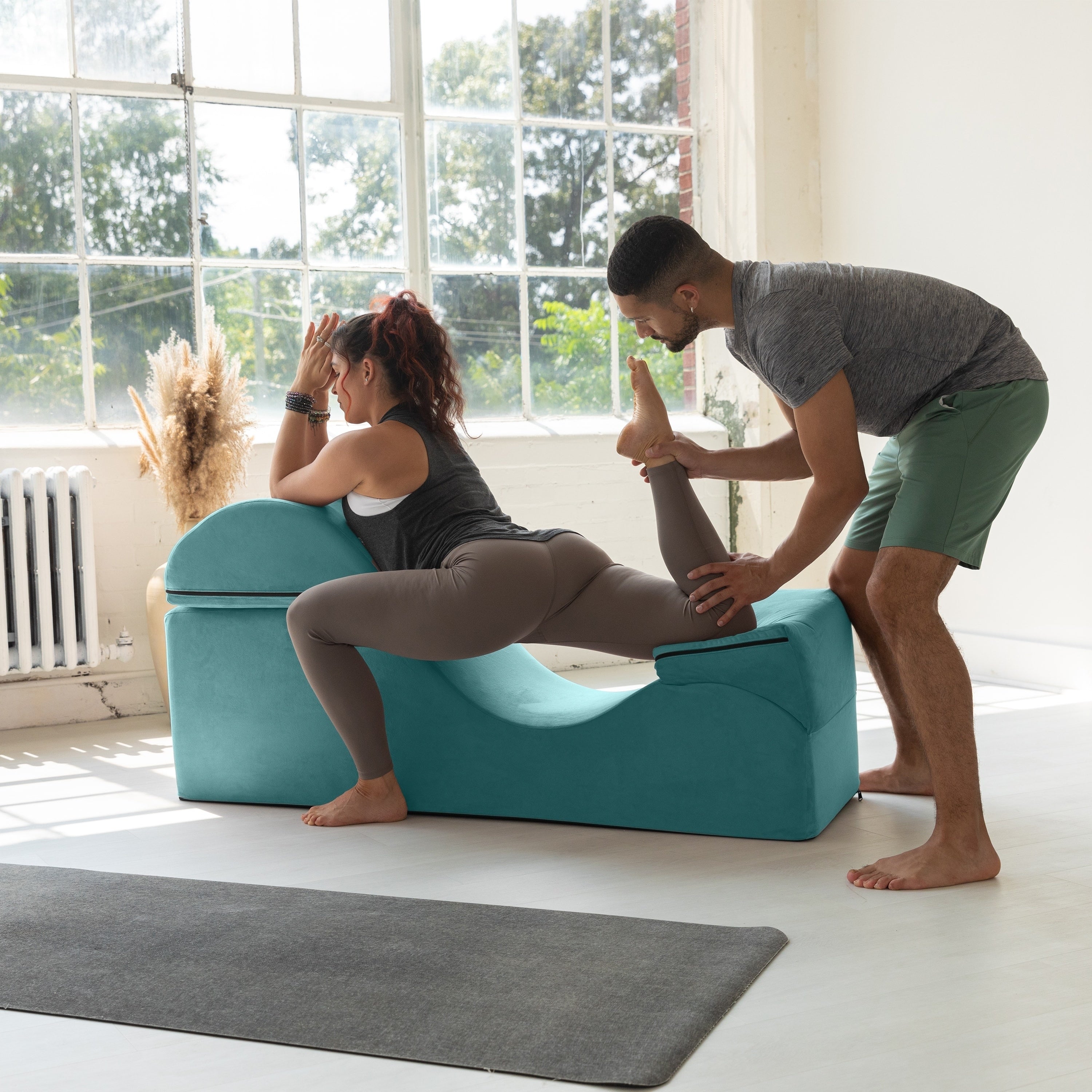 Chaise longue convertibile Avana Kami / Yoga e massaggio - Pouf 2 in 1 con poltrona yoga pieghevole nascosta, microvelluto - N/D