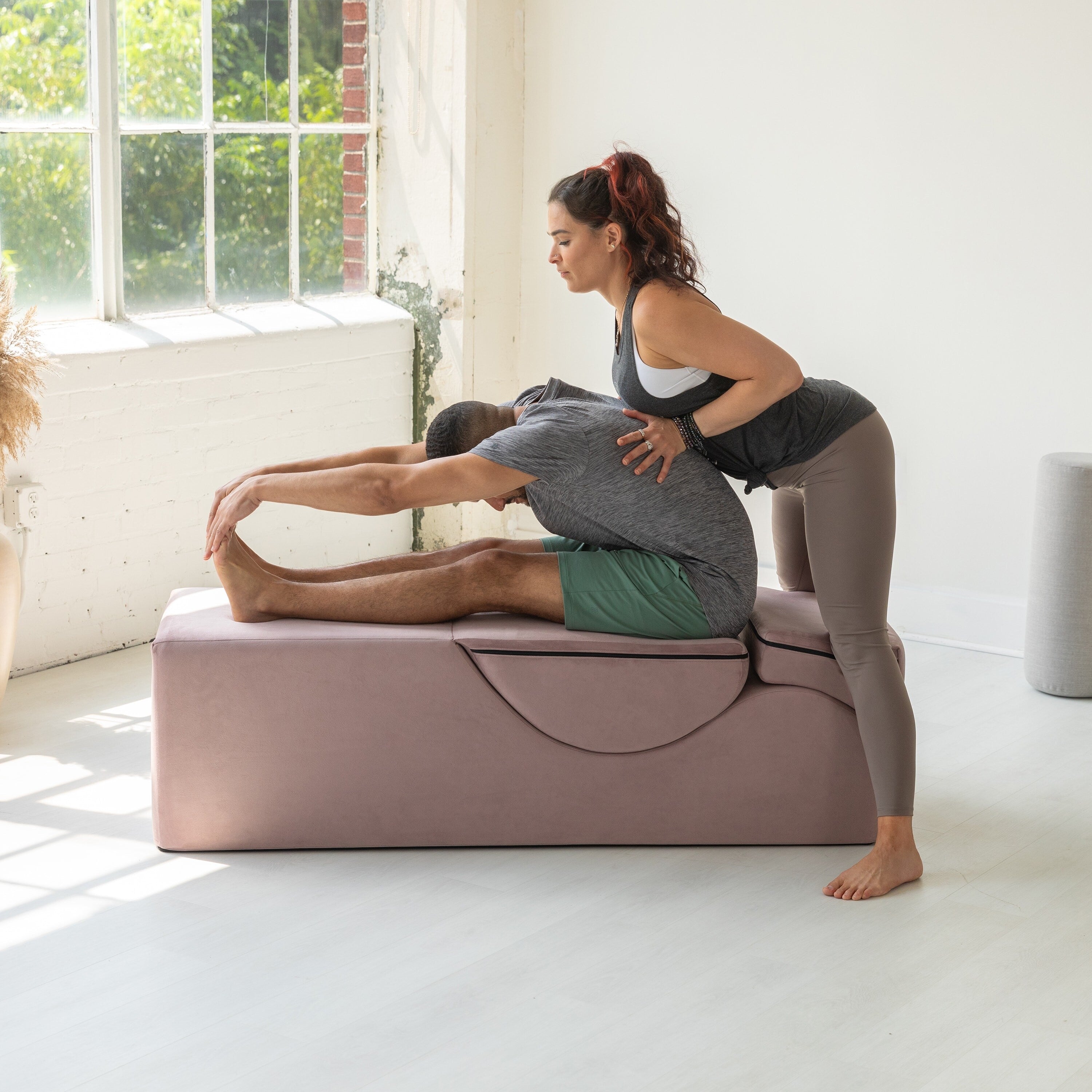 Chaise longue convertibile Avana Kami / Yoga e massaggio - Pouf 2 in 1 con poltrona yoga pieghevole nascosta, microvelluto - N/D