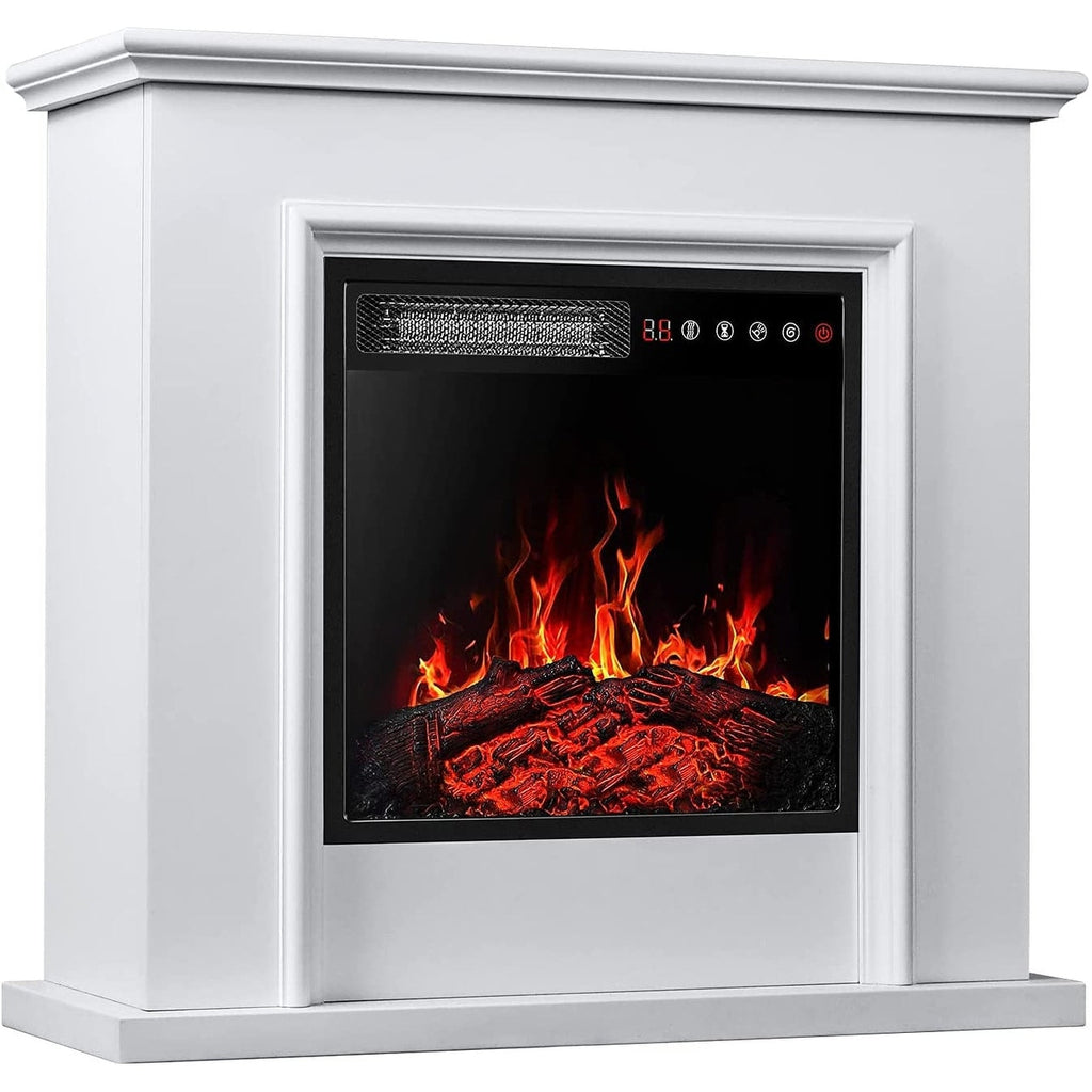 Camino elettrico BOSSIN 43 con mensola, inserto per camino elettrico da 23 pollici, mobile porta TV indipendente con camino in legno