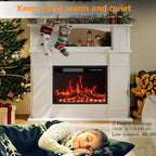 Camino elettrico BOSSIN 43 con mensola, inserto per camino elettrico da 23 pollici, mobile porta TV indipendente con camino in legno