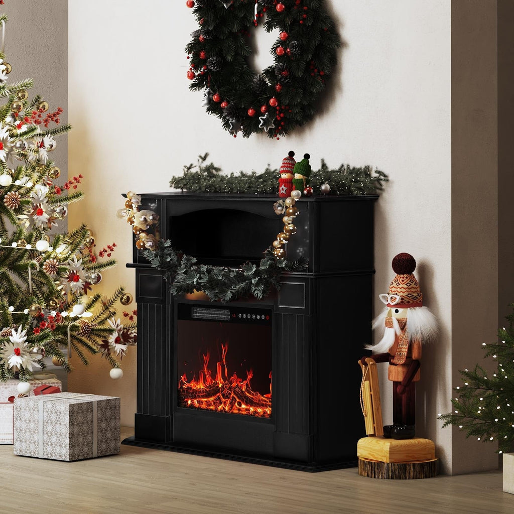 Camino elettrico BOSSIN 43 con mensola, inserto per camino elettrico da 23 pollici, mobile porta TV indipendente con camino in legno