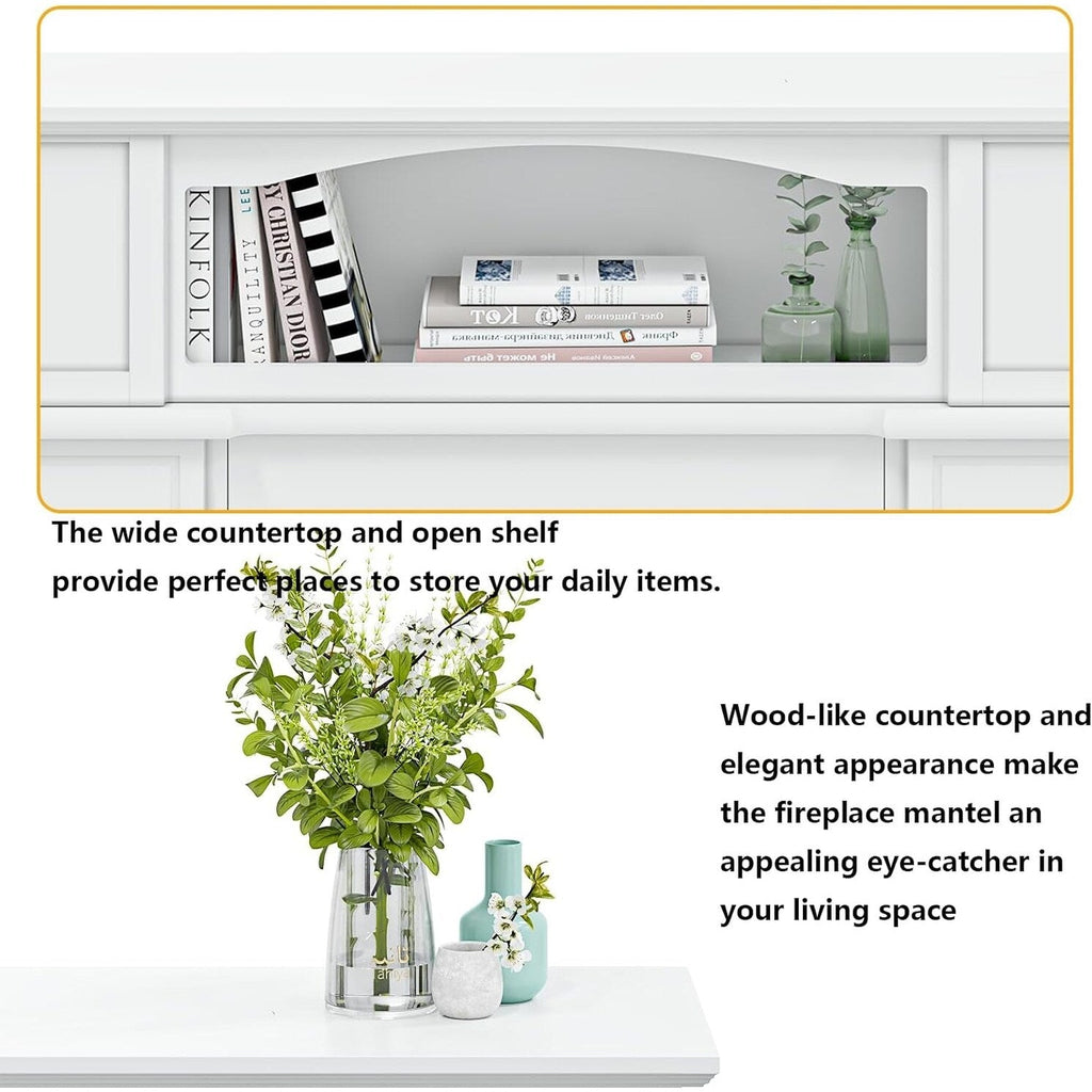 Camino elettrico BOSSIN 43 con mensola, inserto per camino elettrico da 23 pollici, mobile porta TV indipendente con camino in legno