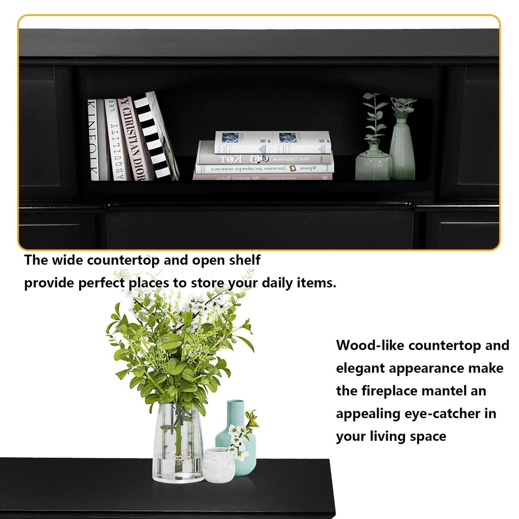 Camino elettrico BOSSIN 43 con mensola, inserto per camino elettrico da 23 pollici, mobile porta TV indipendente con camino in legno