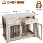 BOSSIN - Cuccia per cani di grandi dimensioni da 44 pollici, tavolino in legno con cassetti portaoggetti, cuccia decorativa per animali domestici