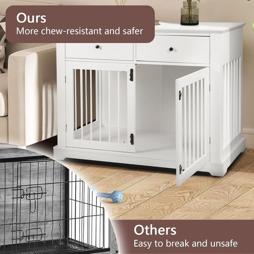 BOSSIN - Cuccia per cani di grandi dimensioni da 44 pollici, tavolino in legno con cassetti portaoggetti, cuccia decorativa per animali domestici