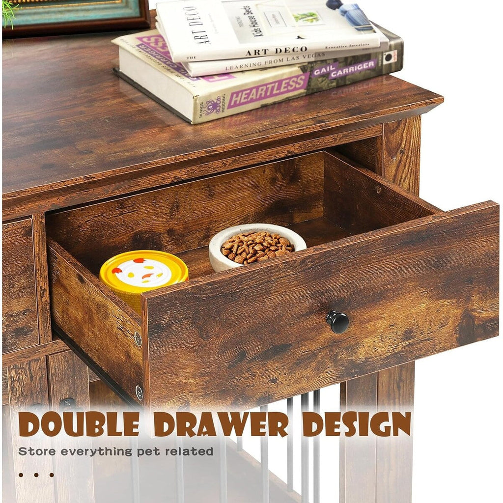 BOSSIN - Cuccia per cani di grandi dimensioni da 44 pollici, tavolino in legno con cassetti portaoggetti, cuccia decorativa per animali domestici
