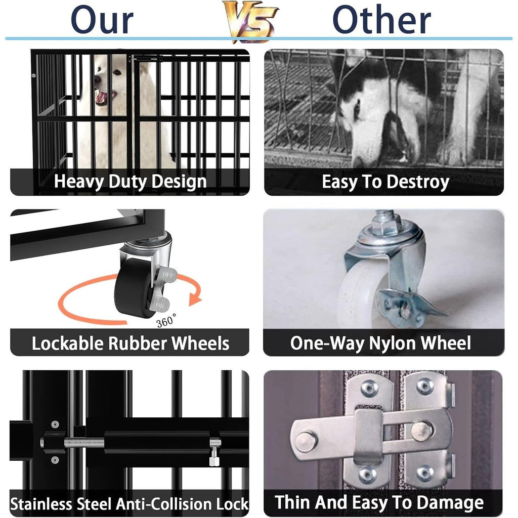 Trasportino per cani BOSSIN da 48/38 pollici, resistente e indistruttibile, a prova di fuga, con ruote bloccabili