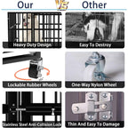 Trasportino per cani BOSSIN da 48/38 pollici, resistente e indistruttibile, a prova di fuga, con ruote bloccabili