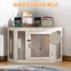 BOSSIN Cuccia angolare per cani, cuccia in legno per cani da 44/52 pollici con rete, cuccia decorativa in legno per uso interno