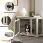 BOSSIN Cuccia angolare per cani, cuccia in legno per cani da 44/52 pollici con rete, cuccia decorativa in legno per uso interno