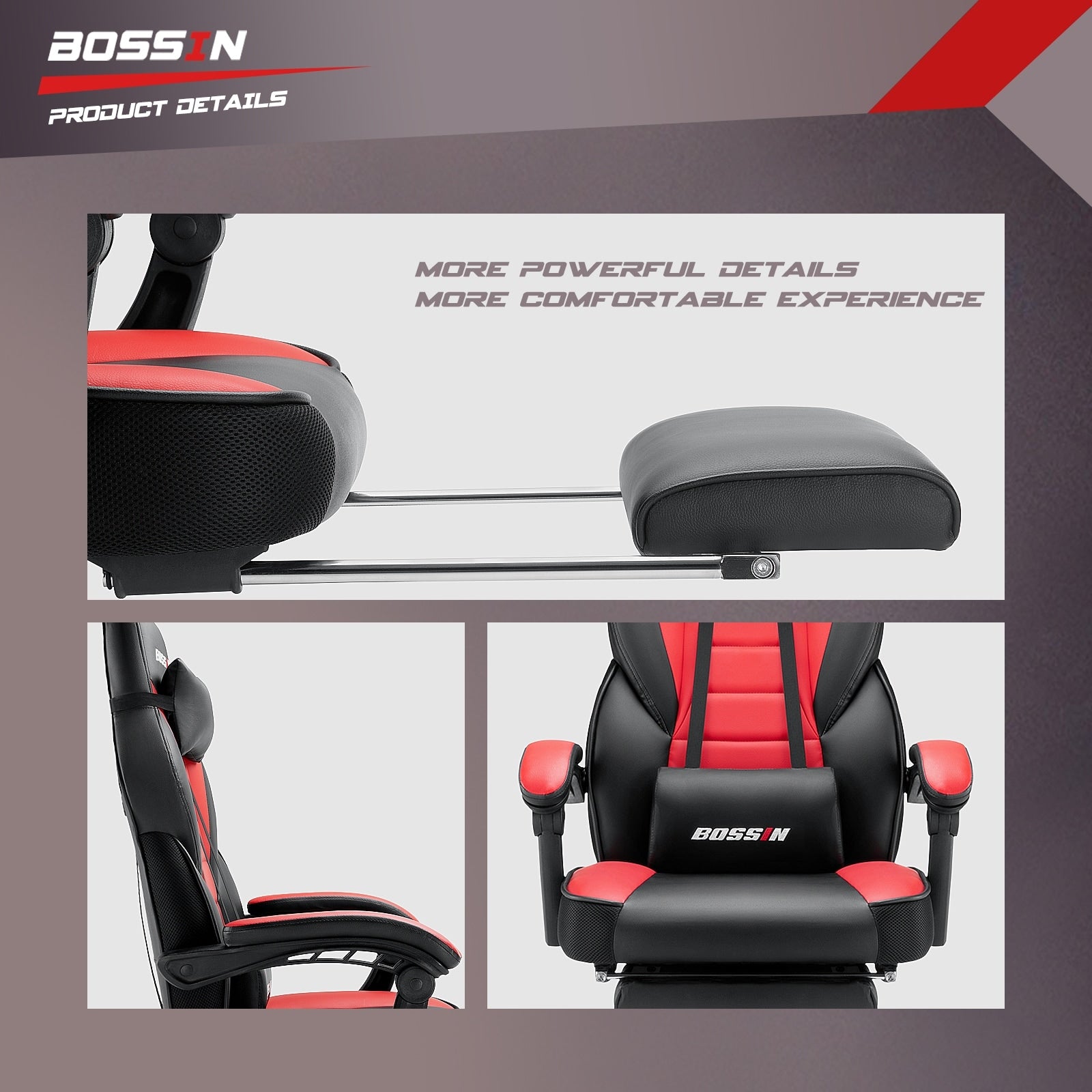 Sedia da gioco BOSSIN Racing Style, sedia da gioco alta e robusta da 300 libbre, sedia per computer con schienale alto