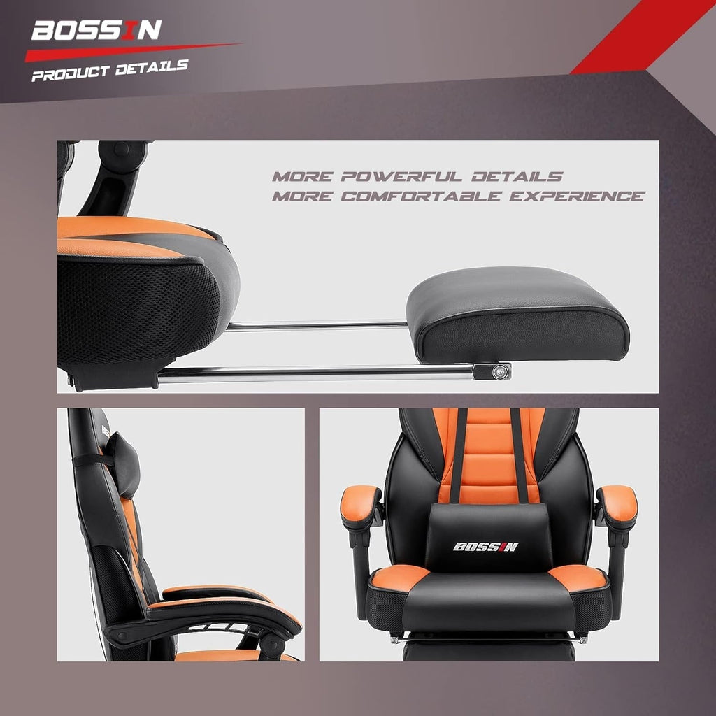 Sedia da gioco BOSSIN Racing Style, sedia da gioco alta e robusta da 300 libbre, sedia per computer con schienale alto