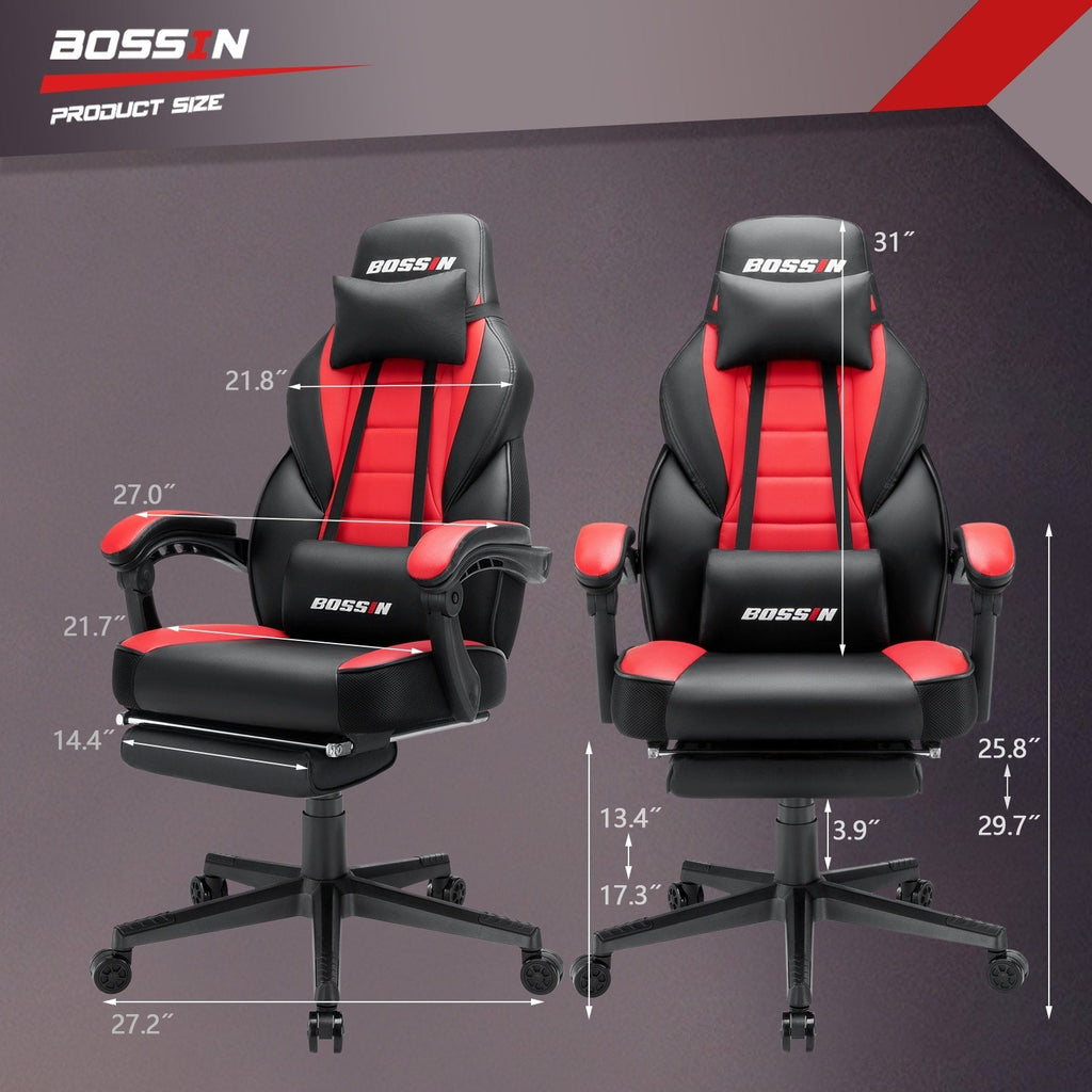 Sedia da gioco BOSSIN Racing Style, sedia da gioco alta e robusta da 300 libbre, sedia per computer con schienale alto