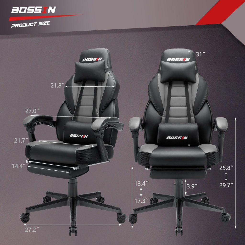 Sedia da gioco BOSSIN Racing Style, sedia da gioco alta e robusta da 300 libbre, sedia per computer con schienale alto