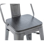 Sgabelli da bar con schienale, set di 4 sgabelli da bar in metallo industriale con seduta in legno