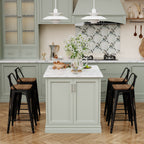 Sgabelli da bar con schienale, set di 4 sgabelli da bar in metallo industriale con seduta in legno