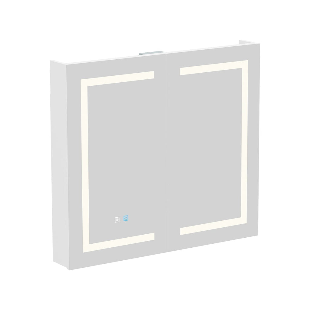 Mobiletto per medicinali da bagno con specchio LED antiappannamento 6000K, mobiletto da parete bianco