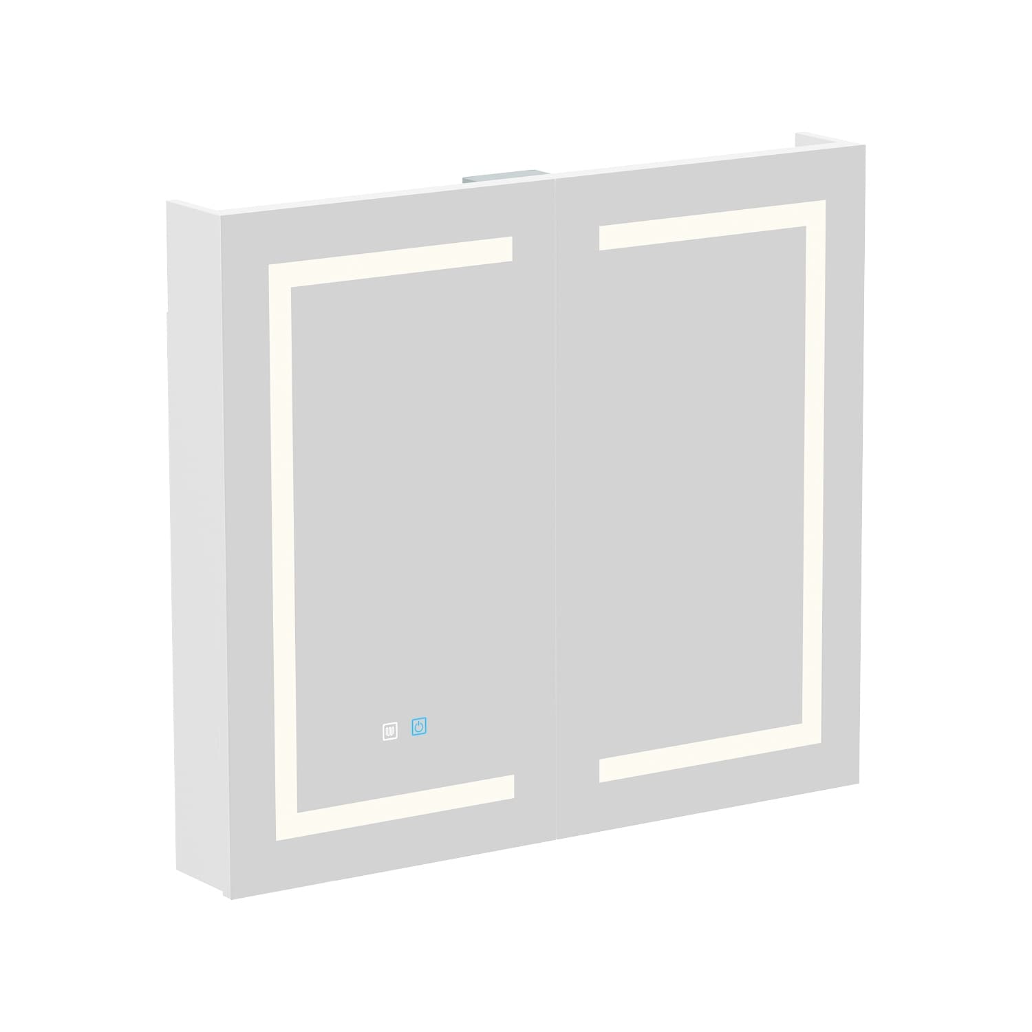 Mobiletto per medicinali da bagno con specchio LED antiappannamento 6000K, mobiletto da parete bianco