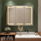 Mobiletto per medicinali da bagno con specchio LED antiappannamento 6000K, mobiletto da parete bianco