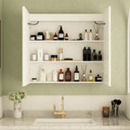 Mobiletto per medicinali da bagno con specchio LED antiappannamento 6000K, mobiletto da parete bianco