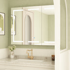 Mobiletto per medicinali da bagno con specchio LED antiappannamento 6000K, mobiletto da parete bianco