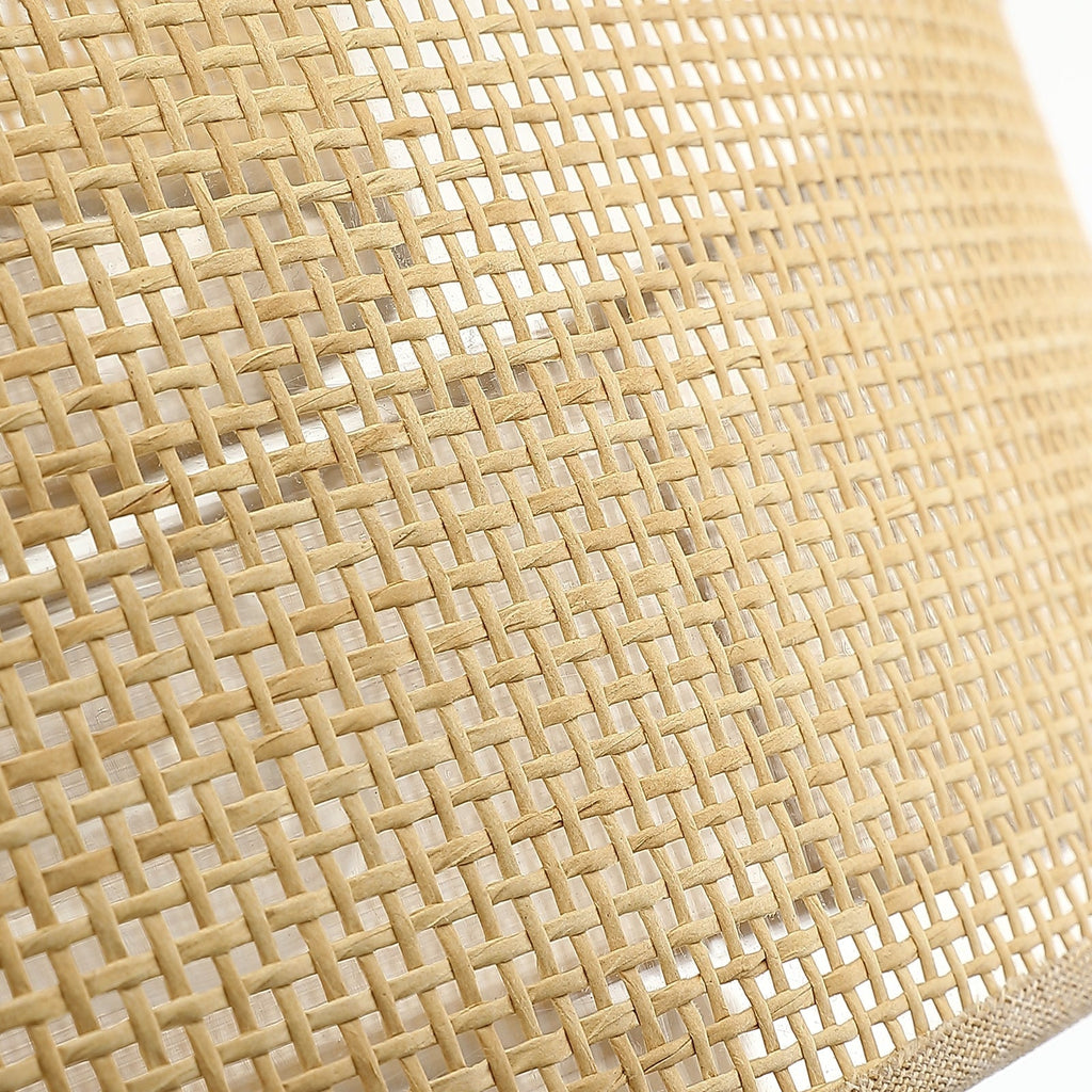 Lampadario Bayou a tamburo costiero nero a 5 luci con doppio paralume in rattan - 24''W