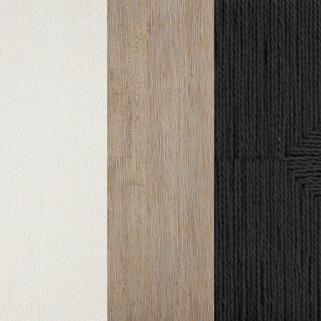 Sgabello da bar Beacon Bohemian Boucle, sedia imbottita alta fino al bancone con struttura in legno massello e schienale in giunco ​​intrecciato