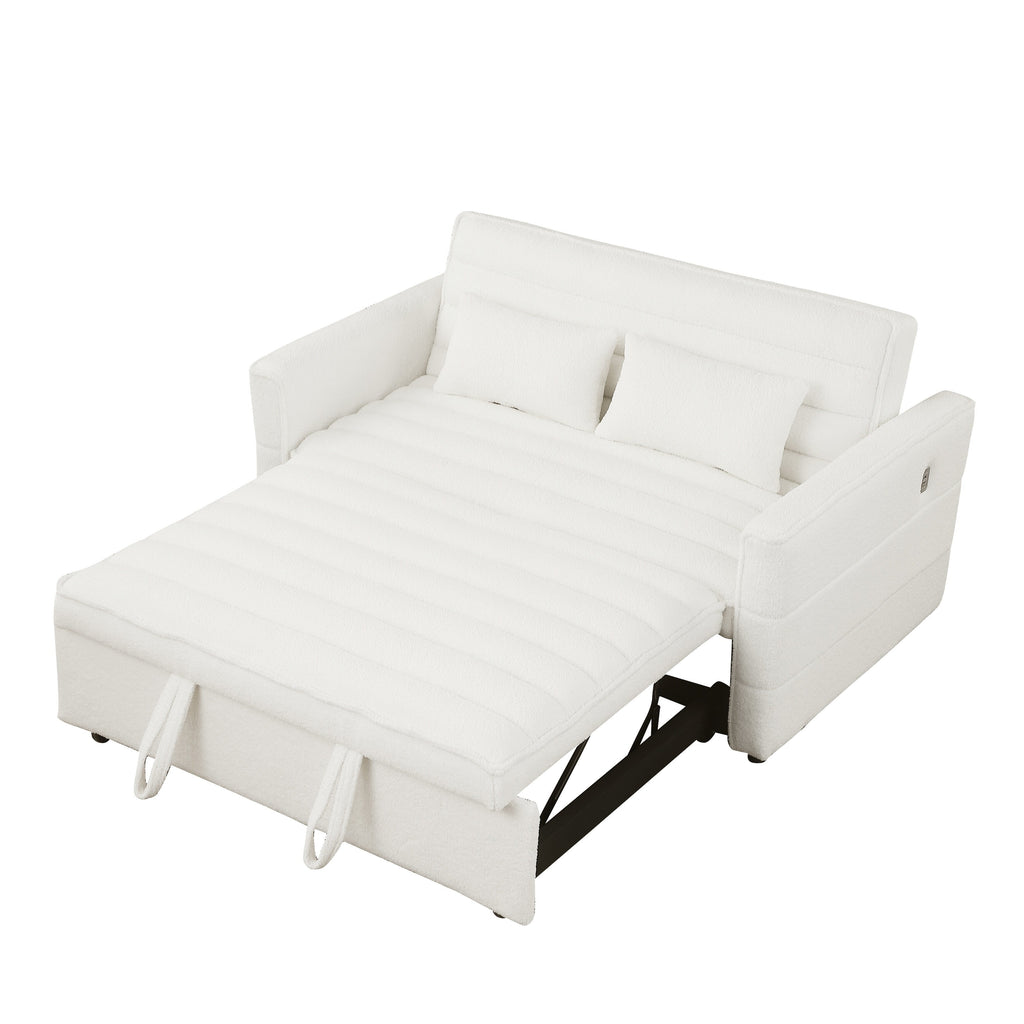 Divano letto trasformabile in divano letto Boucle beige 55.12 con schienale regolabile e 2 cuscini per la vita per il soggiorno