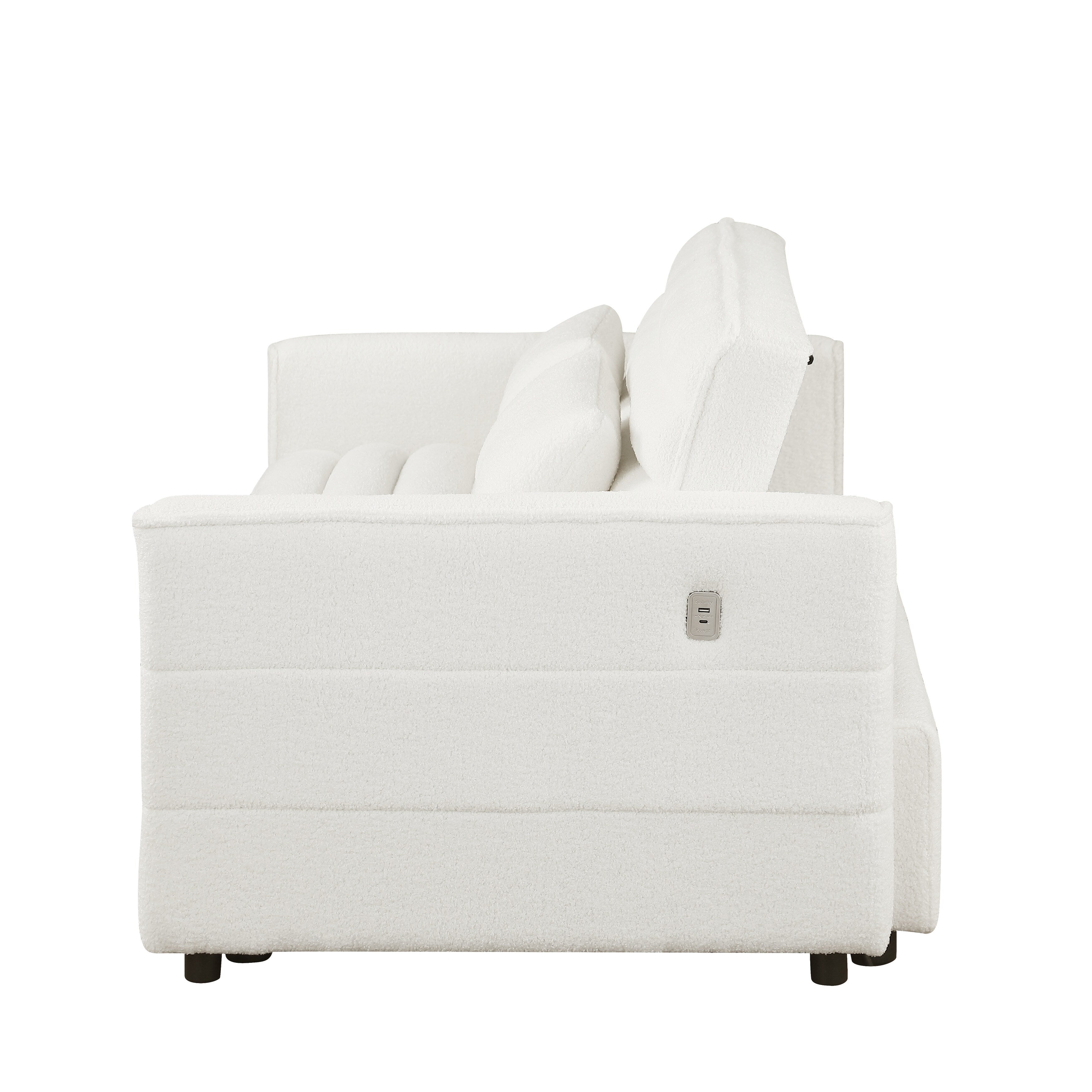 Divano letto trasformabile in divano letto Boucle beige 55.12 con schienale regolabile e 2 cuscini per la vita per il soggiorno