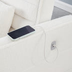 Divano letto trasformabile in divano letto Boucle beige 55.12 con schienale regolabile e 2 cuscini per la vita per il soggiorno