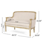 Divano a due posti in legno beige-marrone con struttura in legno di caucciù