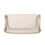 Divano a due posti in legno beige-marrone con struttura in legno di caucciù