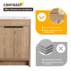 Beingnext 24/30/36 Mobile bagno con lavabo, mobile bagno indipendente con anta a chiusura ammortizzata e ripiano regolabile