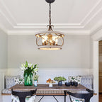 Bella Depot Lampadario rustico in legno a 5 luci con illuminazione dimmerabile, lampada a sospensione regolabile da 15,7 pollici per isola cucina