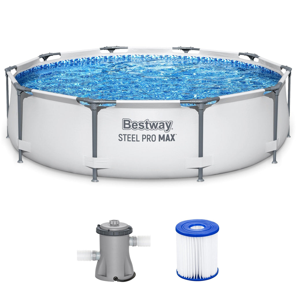 Piscina fuori terra rotonda Bestway Steel Pro MAX 10'x30 con pompa - 10 piedi x 30 pollici.