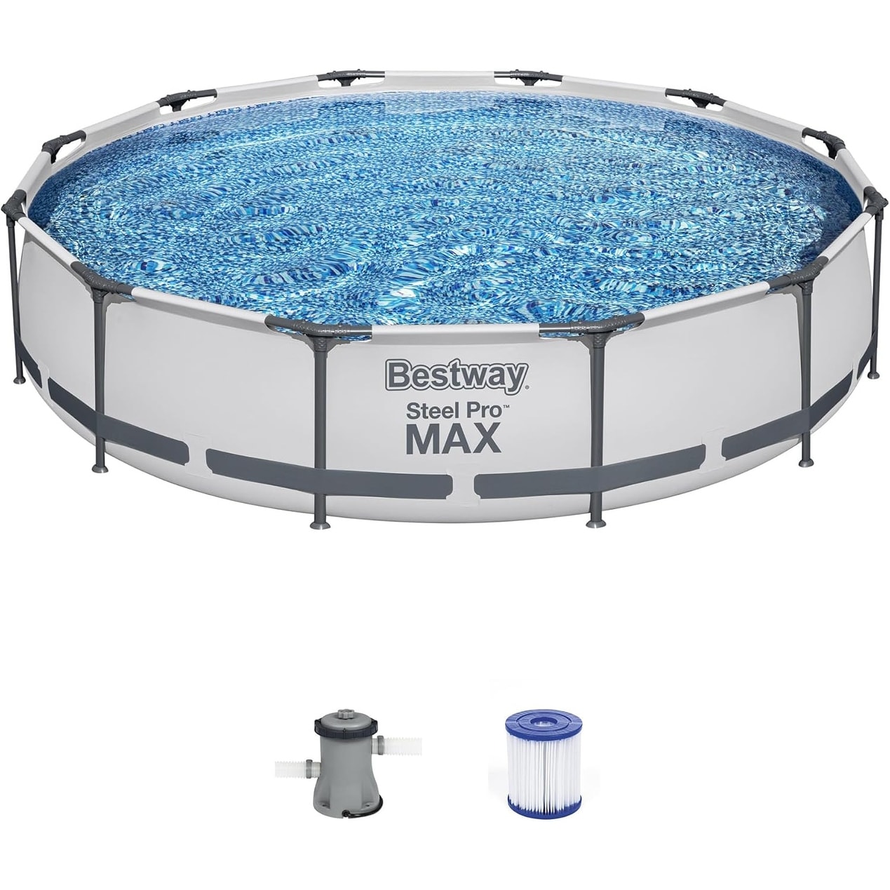 Piscina fuori terra rotonda Bestway Steel Pro MAX 10'x30 con pompa - 10 piedi x 30 pollici.