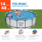 Piscina fuori terra rotonda Bestway Steel Pro MAX con pompa e copertura