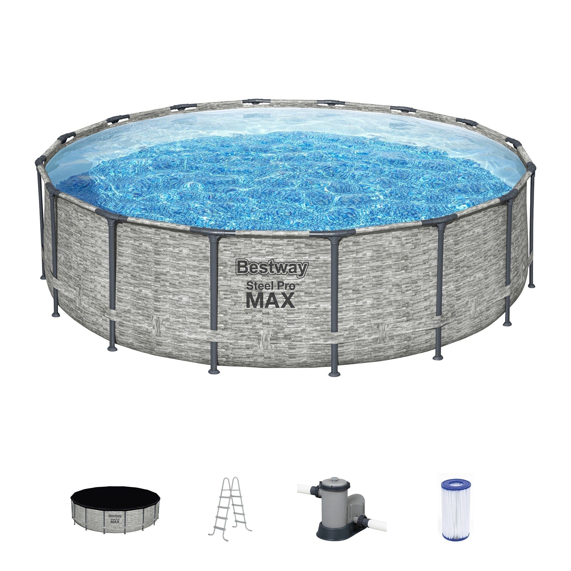 Piscina fuori terra rotonda Bestway Steel Pro MAX con pompa e copertura