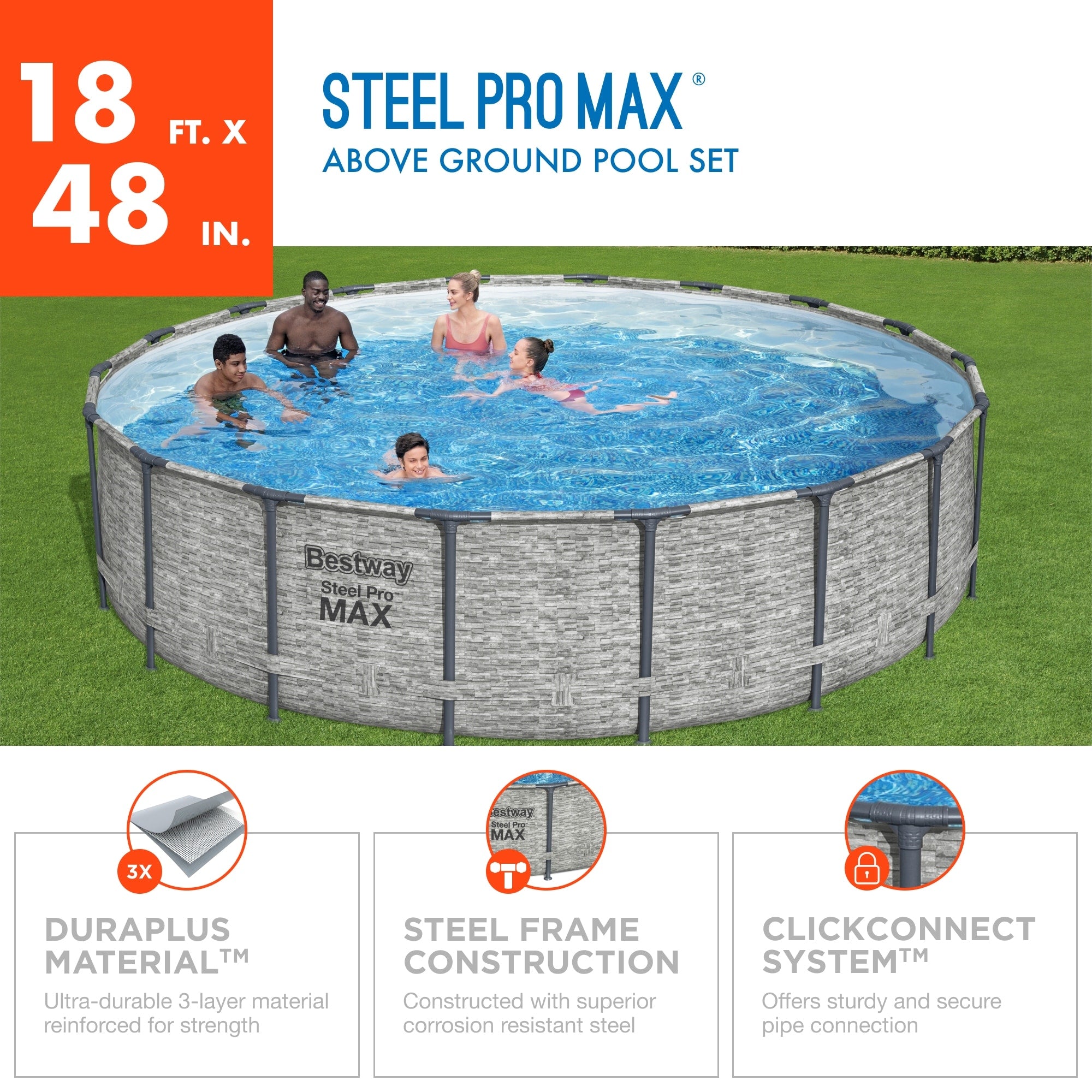 Piscina fuori terra rotonda Bestway Steel Pro MAX con pompa e copertura