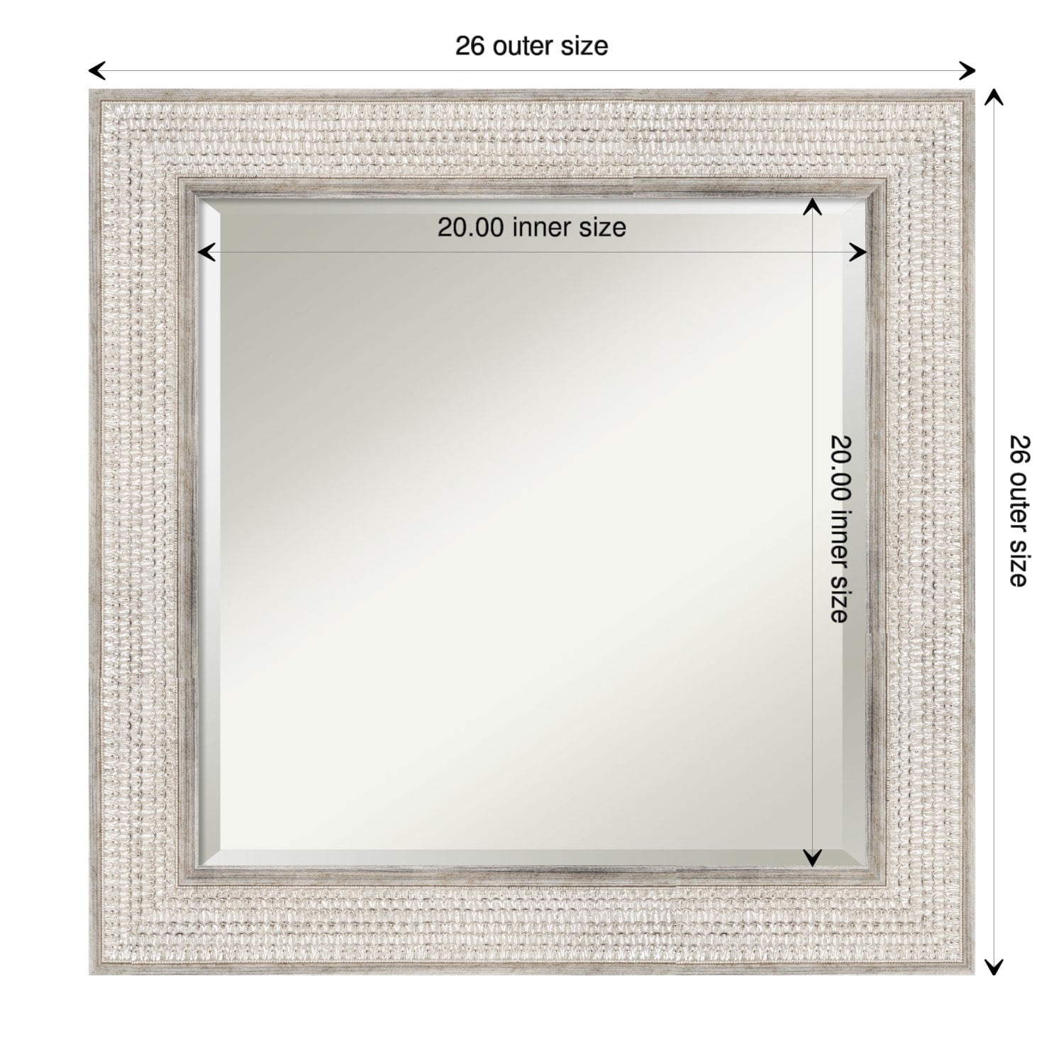 Specchio da parete per bagno in legno bisellato - Cornice Trellis Silver - Trellis Silver