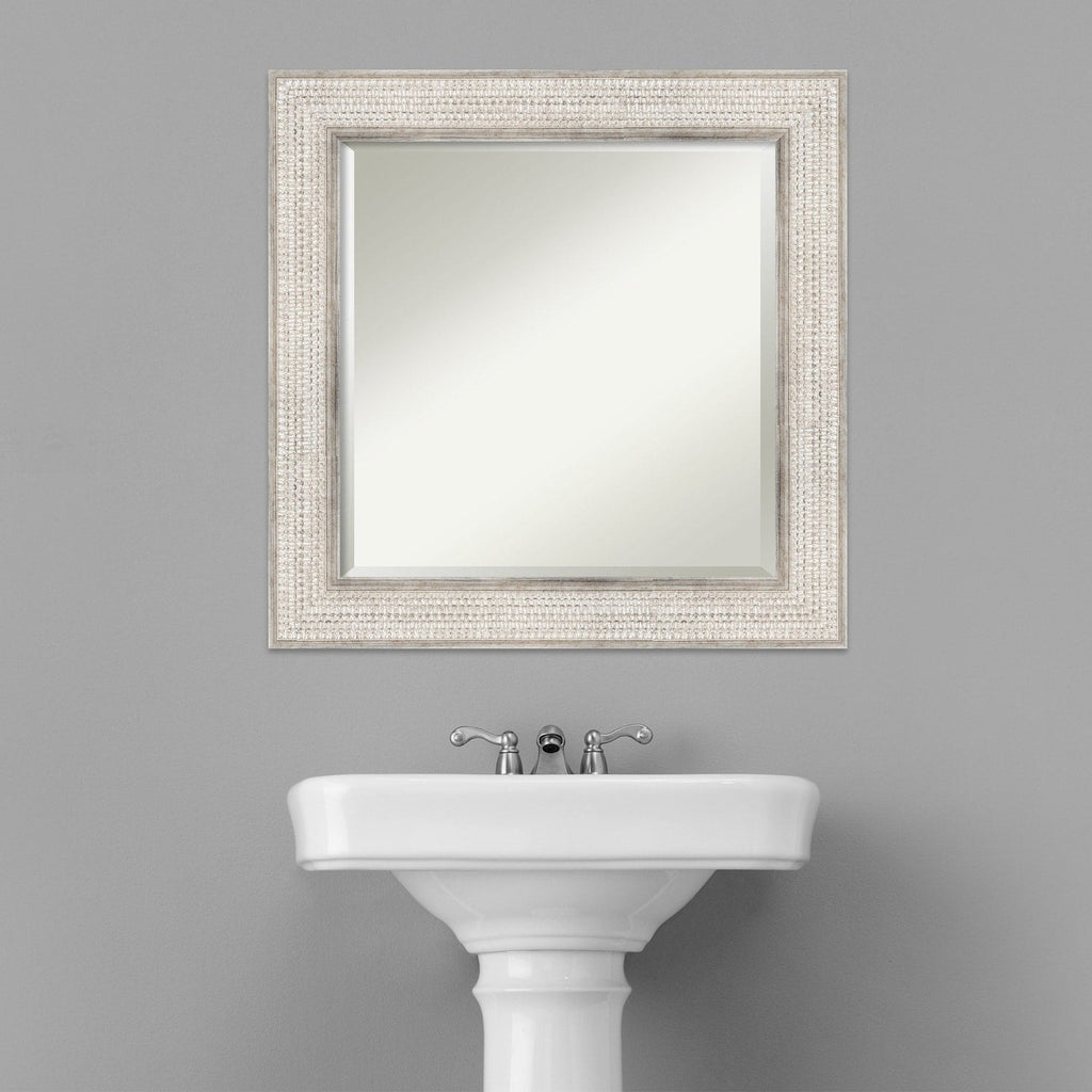 Specchio da parete per bagno in legno bisellato - Cornice Trellis Silver - Trellis Silver