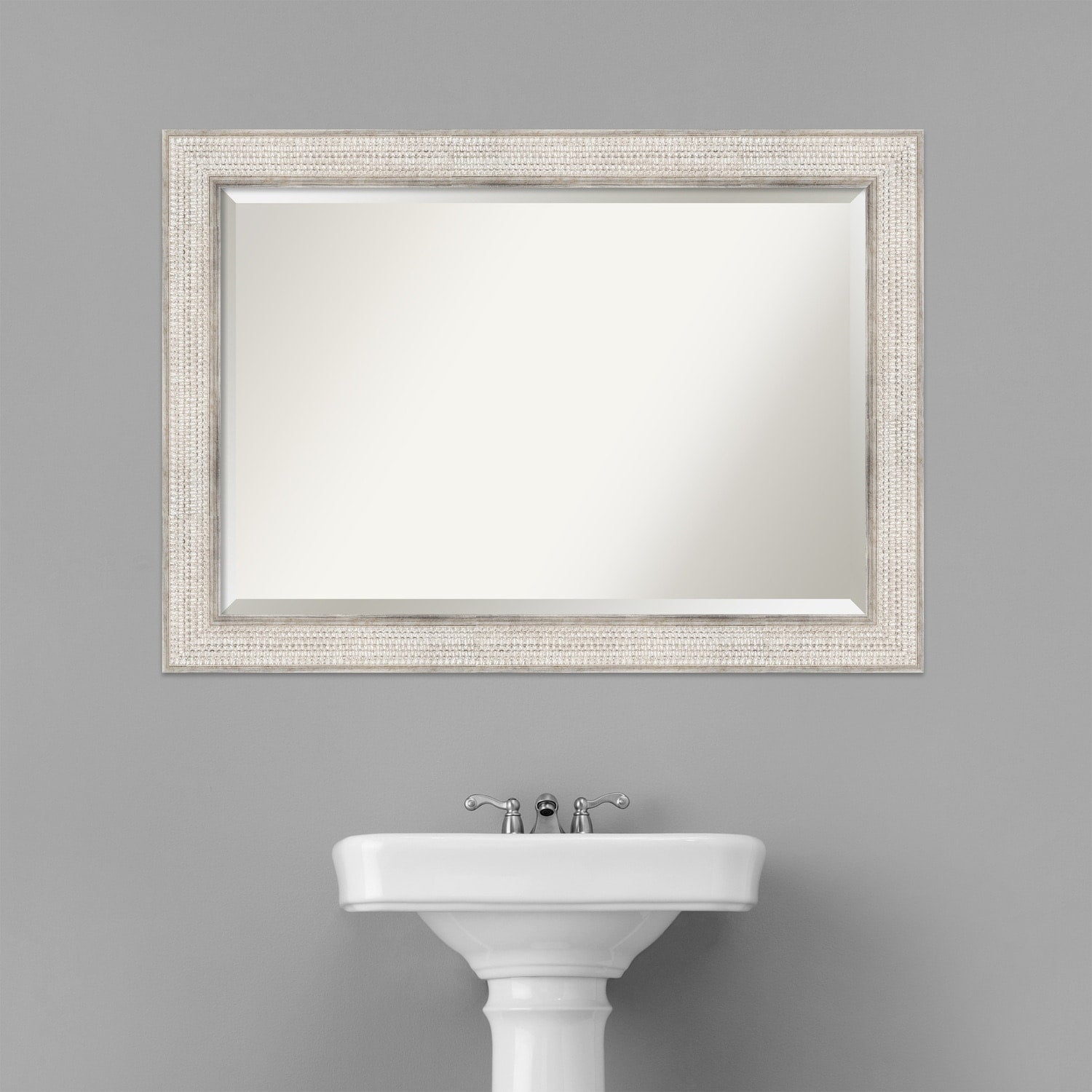 Specchio da parete per bagno in legno bisellato - Cornice Trellis Silver - Trellis Silver