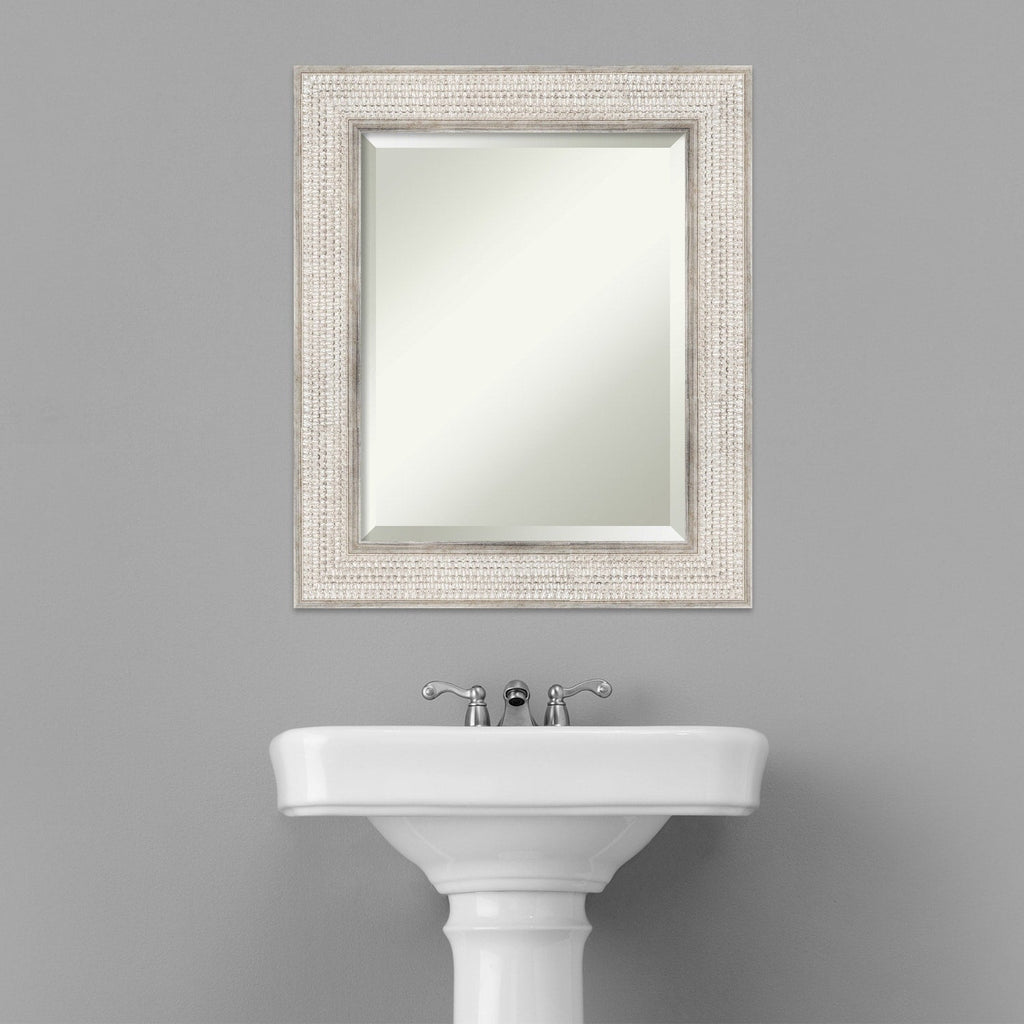 Specchio da parete per bagno in legno bisellato - Cornice Trellis Silver - Trellis Silver